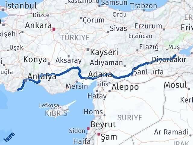 Bitlis Finike Antalya Arası Kaç Km - Yol Haritası