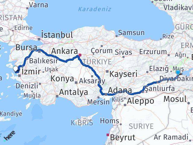 Bitlis Foça İzmir Arası Kaç Km - Yol Haritası