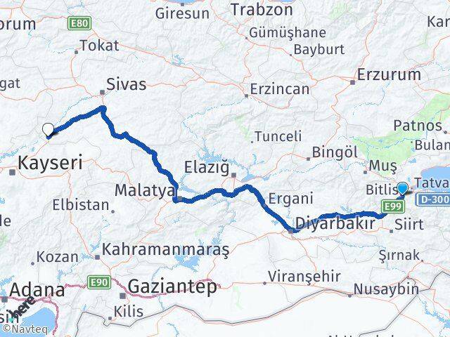 Bitlis Gemerek Sivas Arası Kaç Km - Yol Haritası