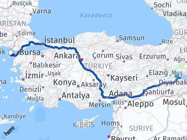 Bitlis Gökçeada Çanakkale Arası Kaç Km - Yol Haritası
