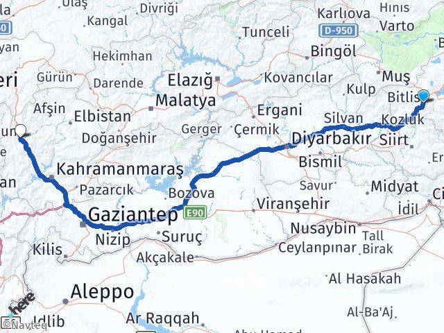 Bitlis Göksun Kahramanmaraş Arası Kaç Km - Yol Haritası