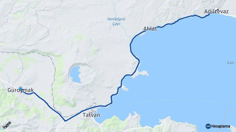 Bitlis Güroymak Adilcevaz Arası Kaç Km - Yol Haritası