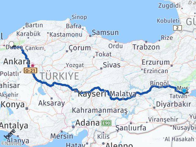 Bitlis Güroymak Bolu Arası Kaç Km - Yol Haritası
