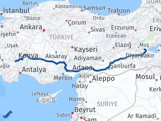 Bitlis Güroymak Burdur Arası Kaç Km - Yol Haritası