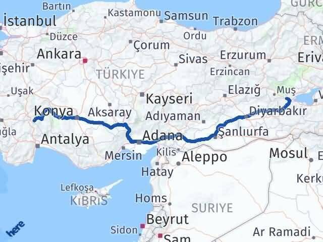 Bitlis Güroymak Isparta Arası Kaç Km - Yol Haritası