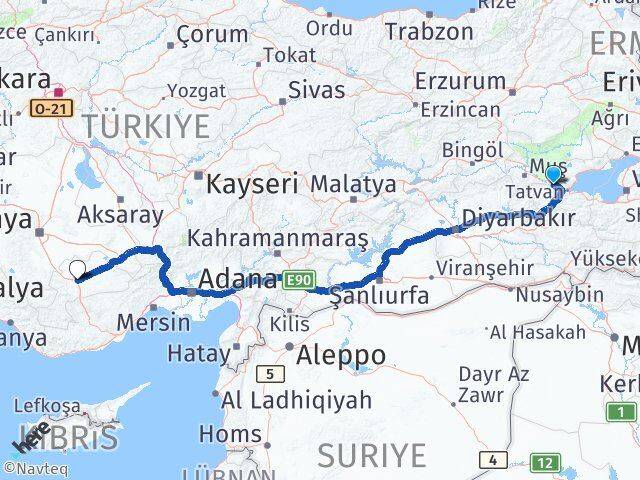 Bitlis Güroymak Karaman Arası Kaç Km - Yol Haritası