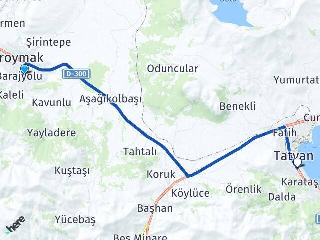 Şentepe Tatvan Otogarı Arası Kaç Km - Yol Tarifi