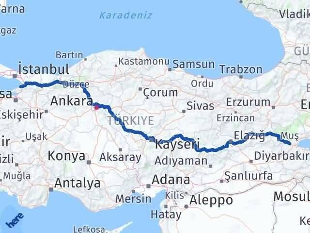 Bitlis Güroymak Yalova Arası Kaç Km - Yol Haritası