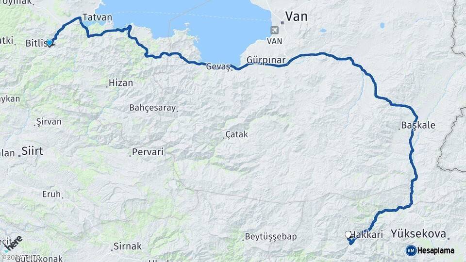 Bitlis Hakkari Arası Kaç Km - Yol Haritası