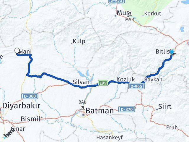 Bitlis Hani Arası Kaç Km - Yol Tarifi