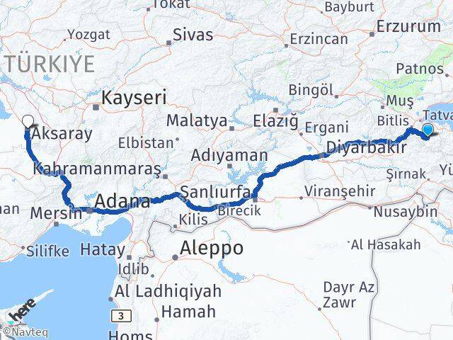 Bitlis Hizan Aksaray Arası Kaç Km - Yol Haritası