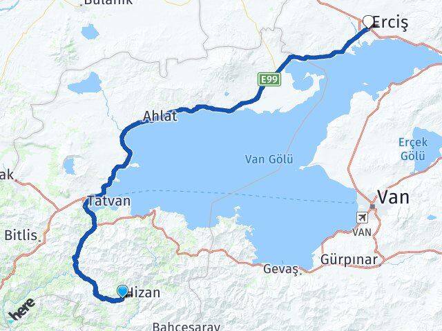Bitlis Hizan Erciş Van Arası Kaç Km - Yol Haritası