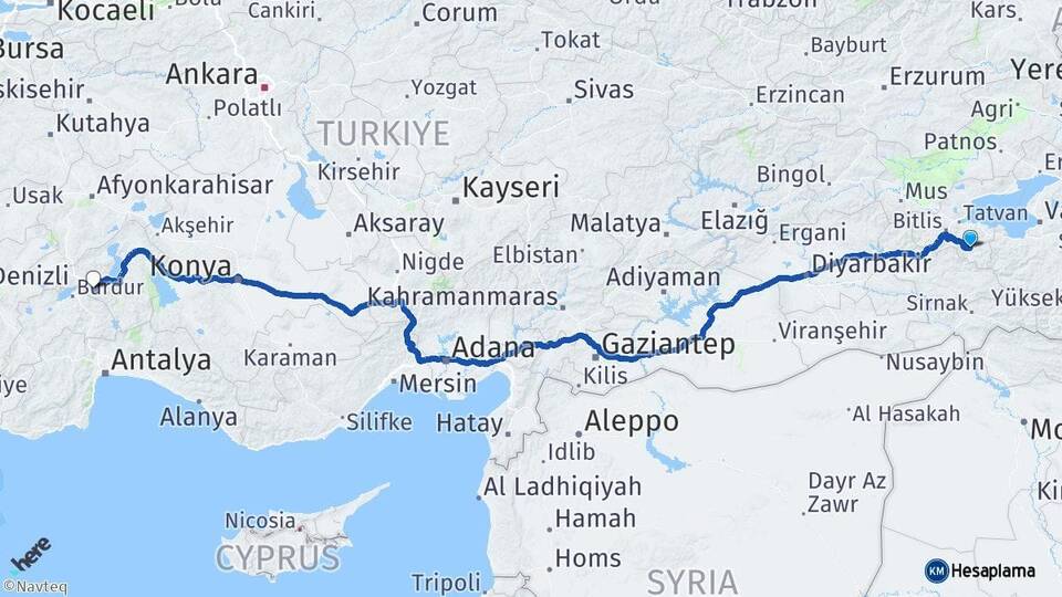 Bitlis Hizan Isparta Arası Kaç Km - Yol Haritası
