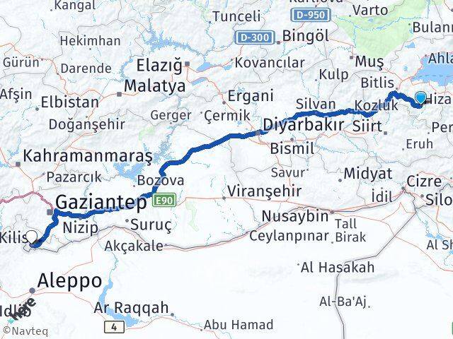 Bitlis Hizan Kilis Arası Kaç Km - Yol Haritası