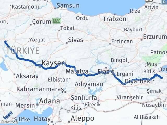 Bitlis Hizan Kırıkkale Arası Kaç Km - Yol Haritası