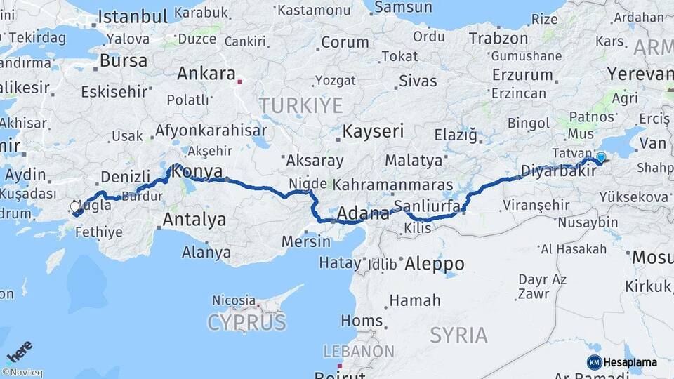 Bitlis Hizan Muğla Arası Kaç Km - Yol Haritası