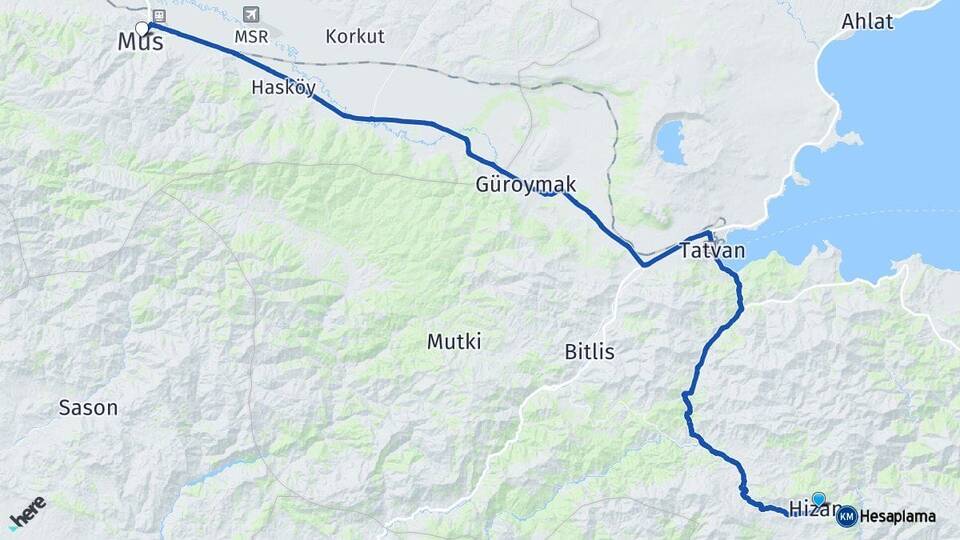 Bitlis Hizan Muş Arası Kaç Km - Yol Haritası