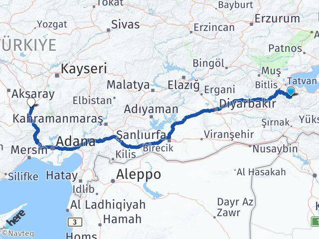 Bitlis Hizan Niğde Arası Kaç Km - Yol Haritası