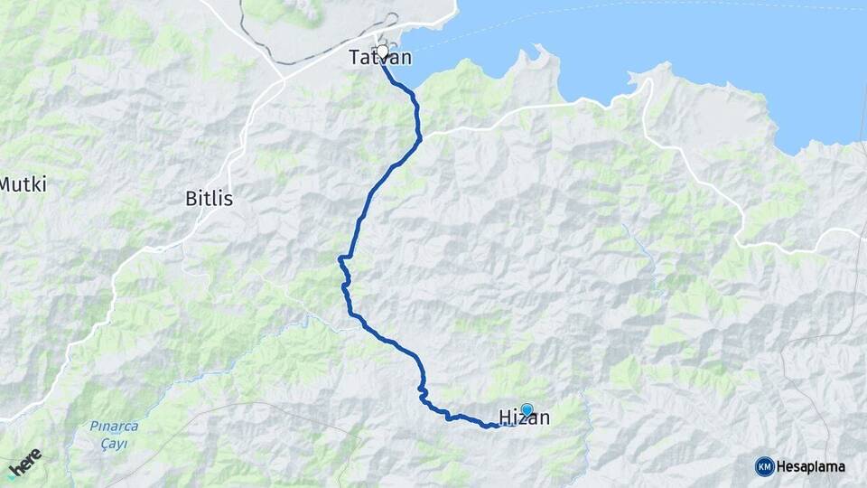 Bitlis Hizan Tatvan Arası Kaç Km - Yol Haritası