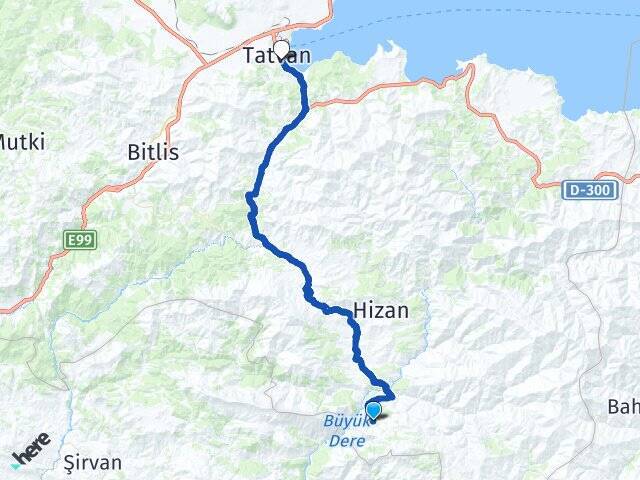 Tutumlu Tatvan Otogarı Arası Kaç Km - Yol Tarifi