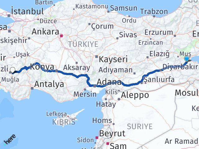 Bitlis Honaz Denizli Arası Kaç Km - Yol Haritası