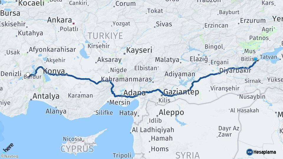 Bitlis Isparta Arası Kaç Km - Yol Haritası