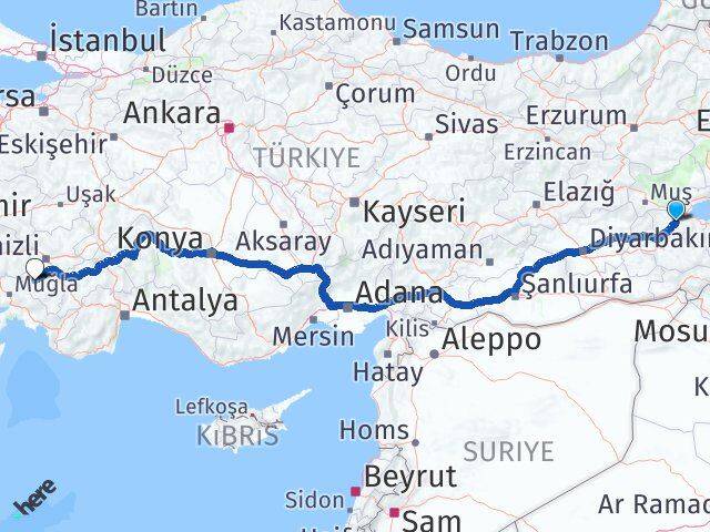 Bitlis Kale Denizli Arası Kaç Km - Yol Haritası