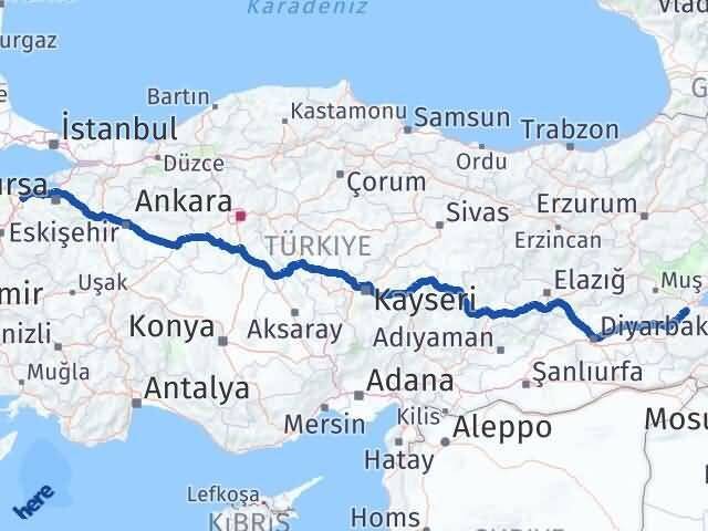 Bitlis Karacabey Bursa Arası Kaç Km - Yol Haritası