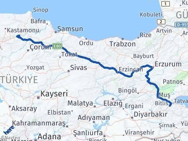 Bitlis Kargı Çorum Arası Kaç Km - Yol Haritası
