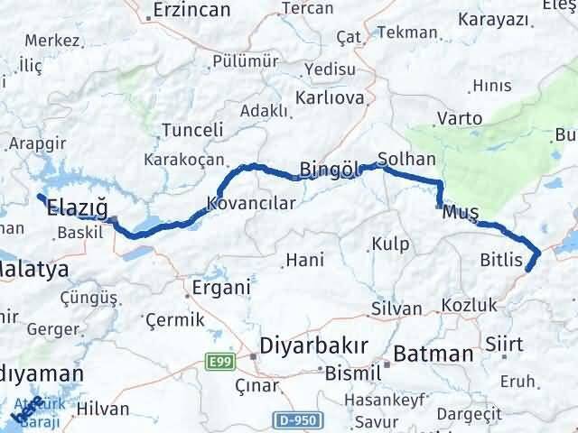 Bitlis Keban Elazığ Arası Kaç Km - Yol Haritası