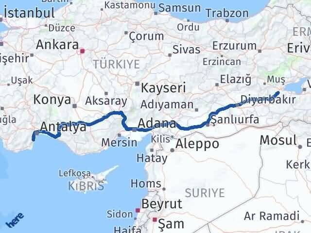 Bitlis Kemer Antalya Arası Kaç Km - Yol Haritası
