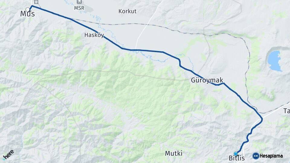 Bitlis Muş Arası Kaç Km - Yol Haritası