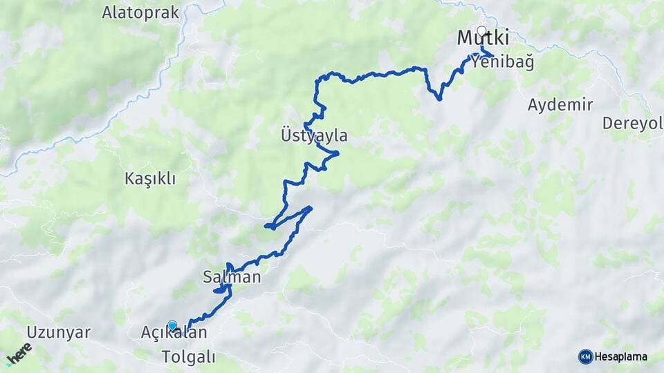 Bitlis Mutki Açıkalan Mutki Arası Kaç Km - Yol Haritası