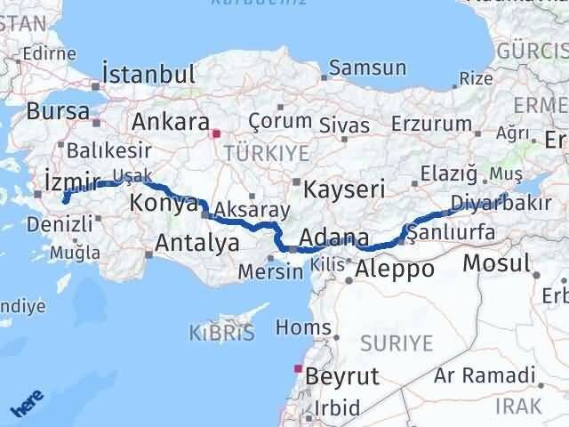 Bitlis Ödemiş İzmir Arası Kaç Km - Yol Haritası