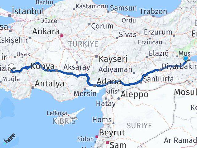 Bitlis Pamukkale Denizli Arası Kaç Km - Yol Haritası