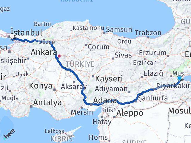 Bitlis Pendik İstanbul Arası Kaç Km - Yol Haritası