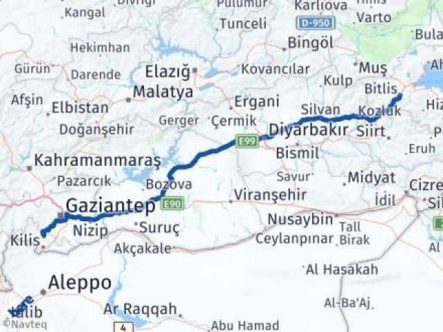 Bitlis Polateli Kilis Arası Kaç Km - Yol Haritası
