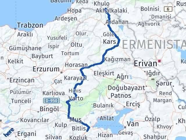 Bitlis Posof Ardahan Arası Kaç Km - Yol Haritası