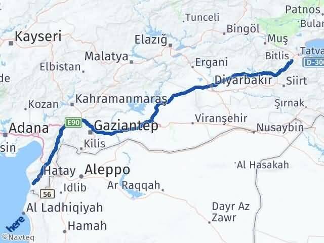 Bitlis Samandağ Hatay Arası Kaç Km - Yol Haritası
