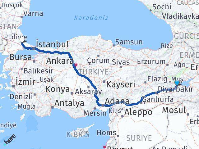 Bitlis Saray Tekirdağ Arası Kaç Km - Yol Haritası