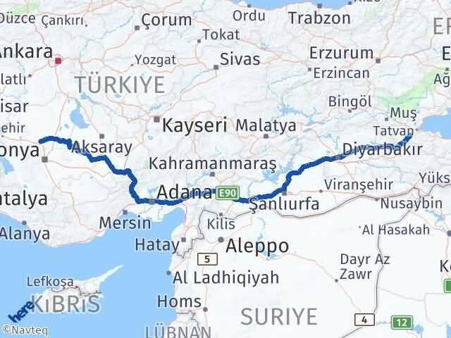 Bitlis Sarayönü Konya Arası Kaç Km - Yol Haritası