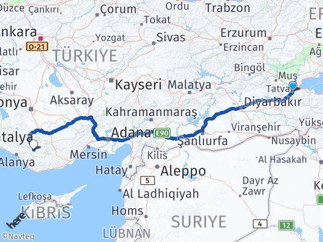 Bitlis Sarıveliler Karaman Arası Kaç Km - Yol Haritası