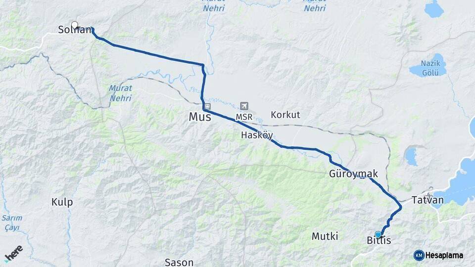 Bitlis Solhan Bingöl Arası Kaç Km - Yol Haritası