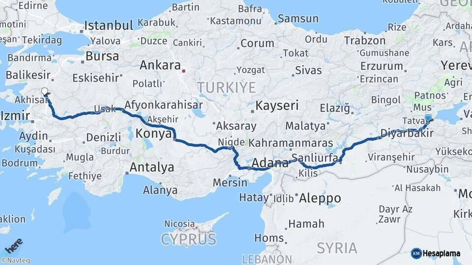 Bitlis Soma Manisa Arası Kaç Km - Yol Haritası