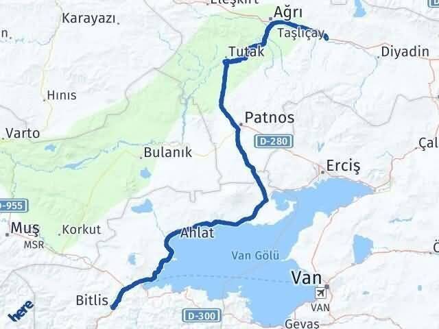 Bitlis Taşlıçay Ağrı Arası Kaç Km - Yol Haritası
