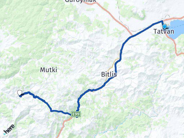 Bitlis Tatvan Açıkalan Mutki Arası Kaç Km - Yol Haritası