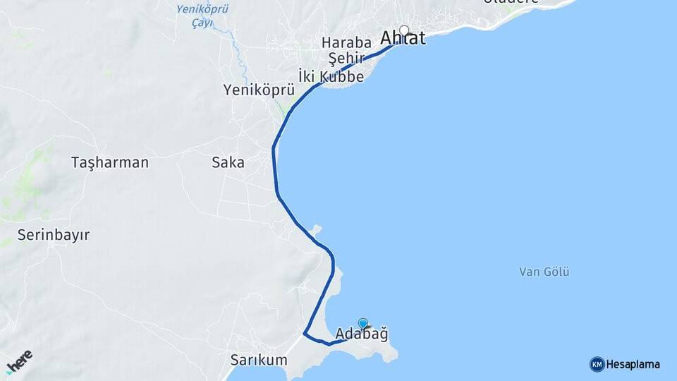 Bitlis Tatvan Adabağ Ahlat Arası Kaç Km - Yol Haritası