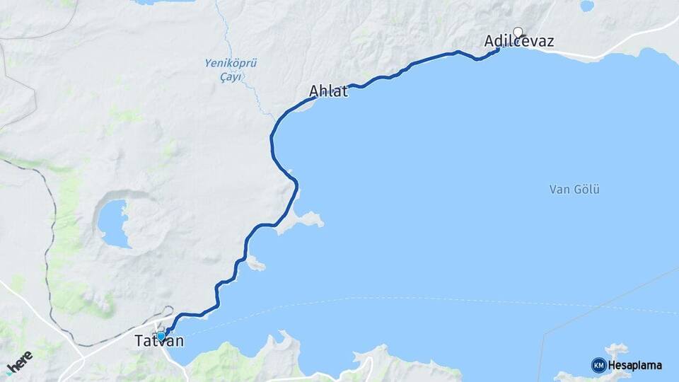 Bitlis Tatvan Adilcevaz Arası Kaç Km - Yol Haritası