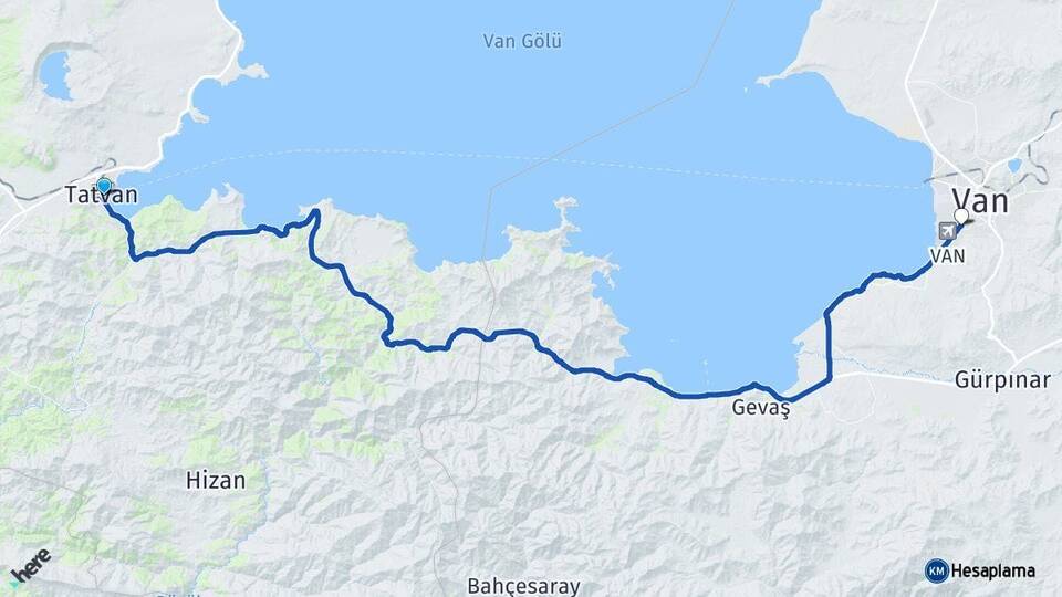Bitlis Tatvan Edremit Van Arası Kaç Km - Yol Haritası