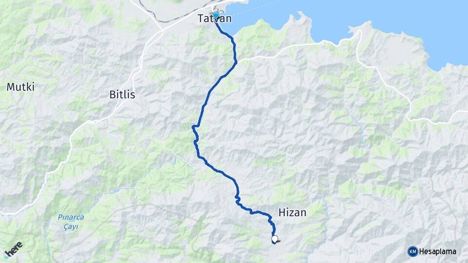 Bitlis Tatvan Gayda Hizan Arası Kaç Km - Yol Haritası